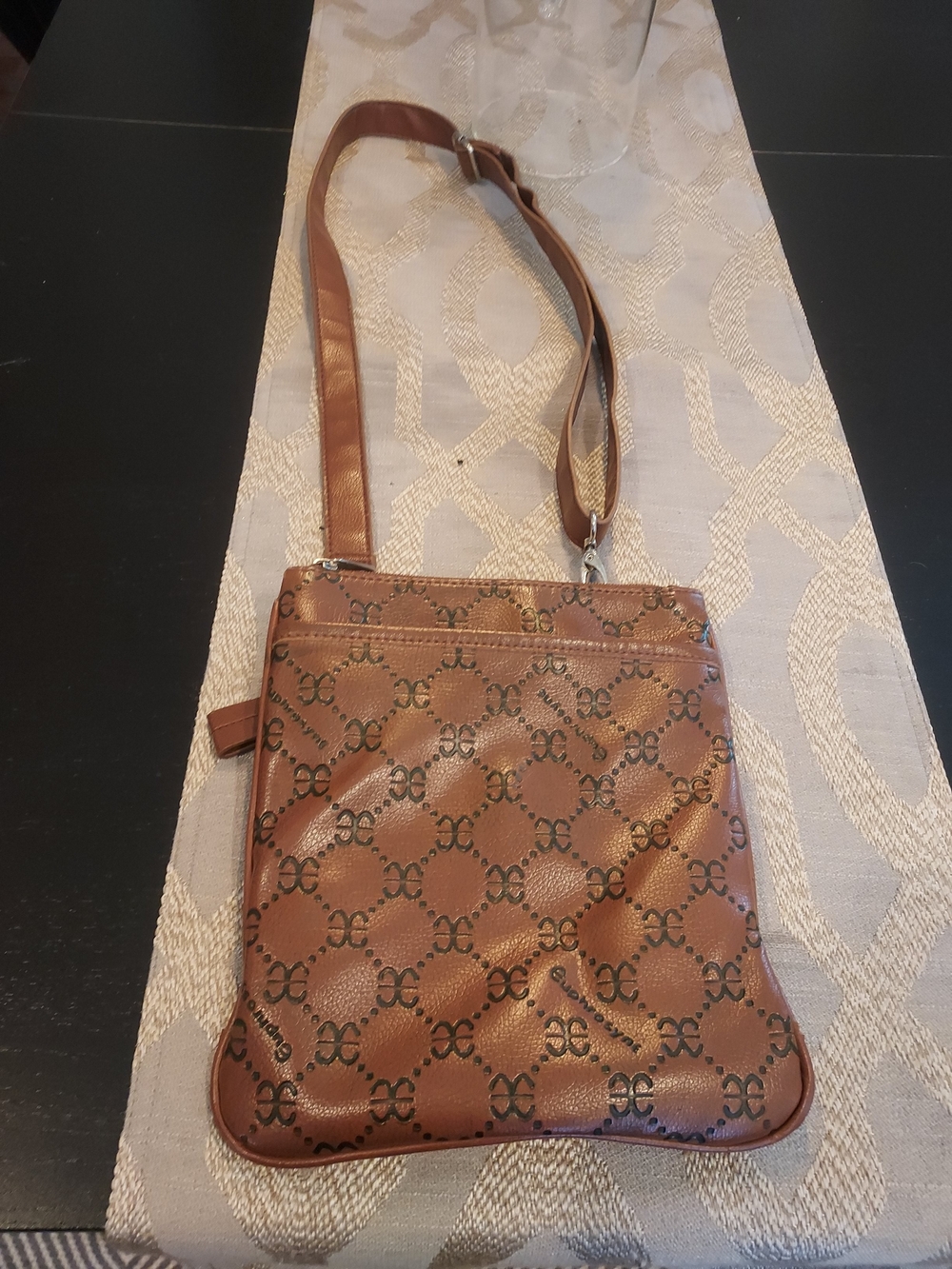 SEND OFFER! EUPHROSYNE Brown Monogram Crossbody Bag - Women's crossbody Bag